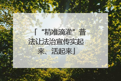 “精准滴灌”普法让法治宣传实起来、活起来