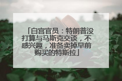 白宫官员：特朗普没打算与马斯克交谈，不感兴趣，准备卖掉早前购买的特斯拉