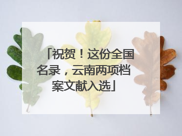祝贺！这份全国名录，云南两项档案文献入选