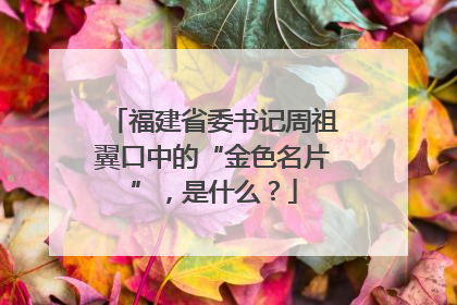 福建省委书记周祖翼口中的“金色名片”，是什么？