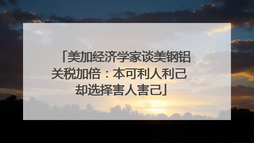 美加经济学家谈美钢铝关税加倍：本可利人利己 却选择害人害己