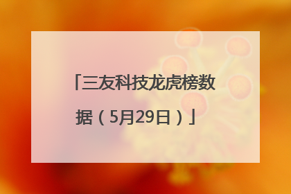 三友科技龙虎榜数据（5月29日）