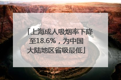 上海成人吸烟率下降至18.6%，为中国大陆地区省级最低