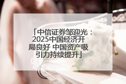 中信证券邹迎光：2025中国经济开局良好 中国资产吸引力持续提升