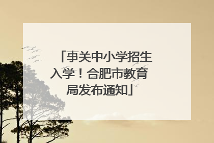 事关中小学招生入学！合肥市教育局发布通知
