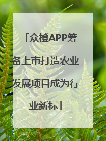 众橙APP筹备上市打造农业发展项目成为行业新标