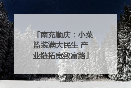 南充顺庆：小菜篮装满大民生 产业链拓宽致富路