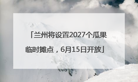 兰州将设置2027个瓜果临时摊点，6月15日开放