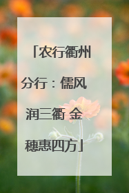 农行衢州分行：儒风润三衢 金穗惠四方