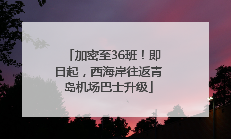 加密至36班！即日起，西海岸往返青岛机场巴士升级