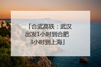 合武高铁：武汉出发1小时到合肥3小时到上海