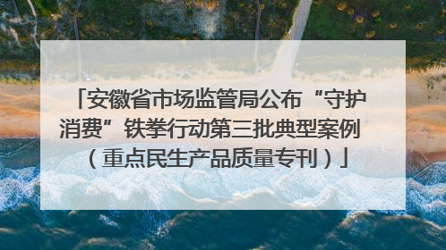 安徽省市场监管局公布“守护消费”铁拳行动第三批典型案例（重点民生产品质量专刊）