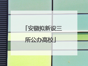 安徽拟新设三所公办高校