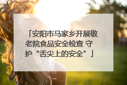 安阳市马家乡开展敬老院食品安全检查 守护“舌尖上的安全”