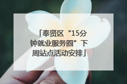 奉贤区“15分钟就业服务圈”下周站点活动安排