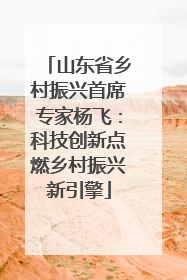 山东省乡村振兴首席专家杨飞：科技创新点燃乡村振兴新引擎