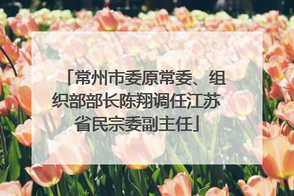 常州市委原常委、组织部部长陈翔调任江苏省民宗委副主任