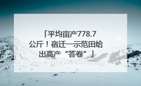 平均亩产778.7公斤！宿迁一示范田给出高产“答卷”