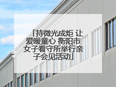 持微光成炬 让爱暖童心 衡阳市女子看守所举行亲子会见活动