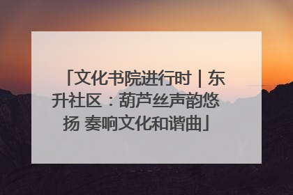 文化书院进行时｜东升社区：葫芦丝声韵悠扬 奏响文化和谐曲