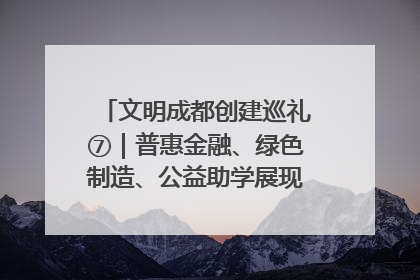 文明成都创建巡礼⑦｜普惠金融、绿色制造、公益助学展现城市文明底色