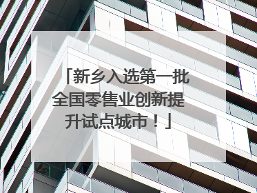 新乡入选第一批全国零售业创新提升试点城市！