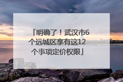 明确了！武汉市6个远城区享有这12个事项定价权限