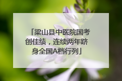 梁山县中医院国考创佳绩，连续两年跻身全国A档行列