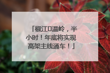 椒江⇌温岭，半小时！年底将实现高架主线通车！