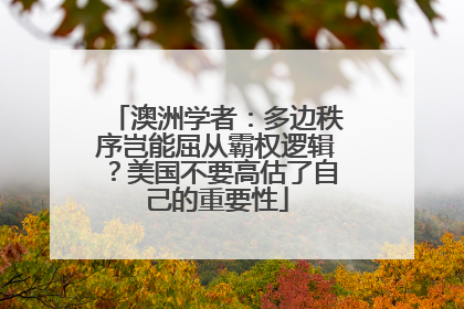 澳洲学者：多边秩序岂能屈从霸权逻辑？美国不要高估了自己的重要性