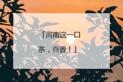 河南这一口茶，真香！