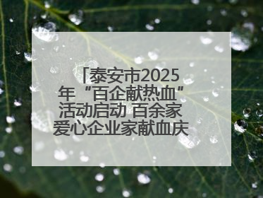 泰安市2025年“百企献热血”活动启动 百余家爱心企业家献血庆祝世界献血者日