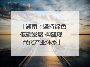 湖南：坚持绿色低碳发展 构建现代化产业体系