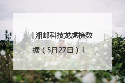 湘邮科技龙虎榜数据（5月27日）