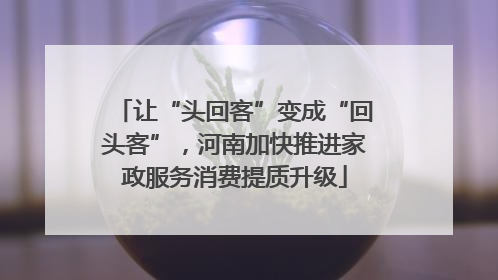 让“头回客”变成“回头客”，河南加快推进家政服务消费提质升级