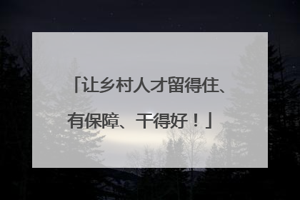 让乡村人才留得住、有保障、干得好！