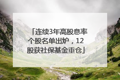 连续3年高股息率个股名单出炉，12股获社保基金重仓