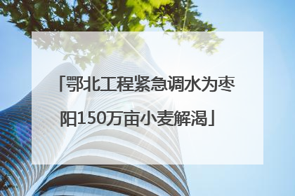 鄂北工程紧急调水为枣阳150万亩小麦解渴