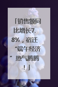 销售额同比增长7.8%，宿迁“端午经济”热气腾腾！