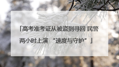 高考准考证从被盗到寻回 民警两小时上演 “速度与守护”